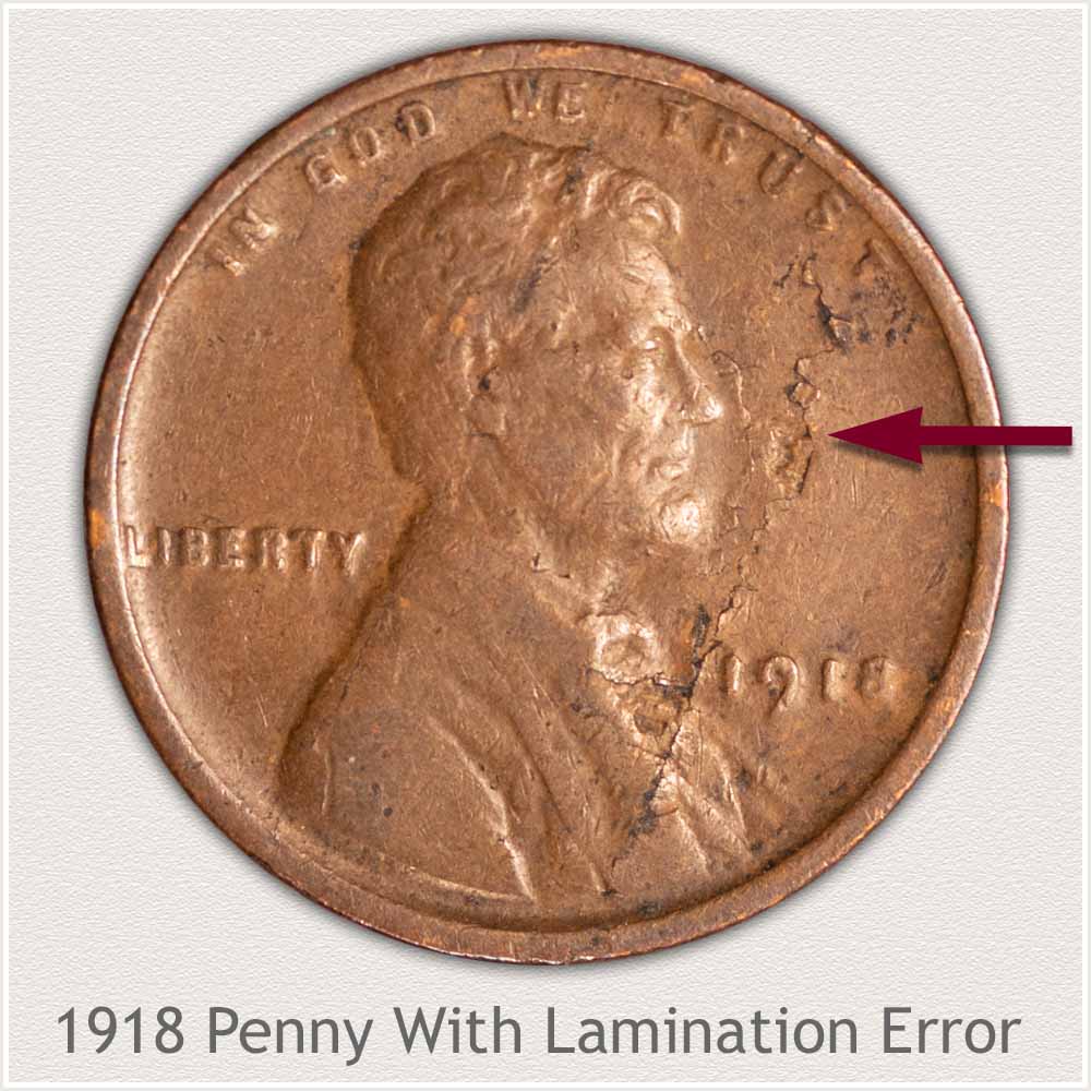 Lamination Defect on 1918 Cent