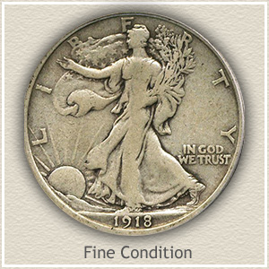 US Coin hs&c 1918 Walking Liberty Half Dollar VG