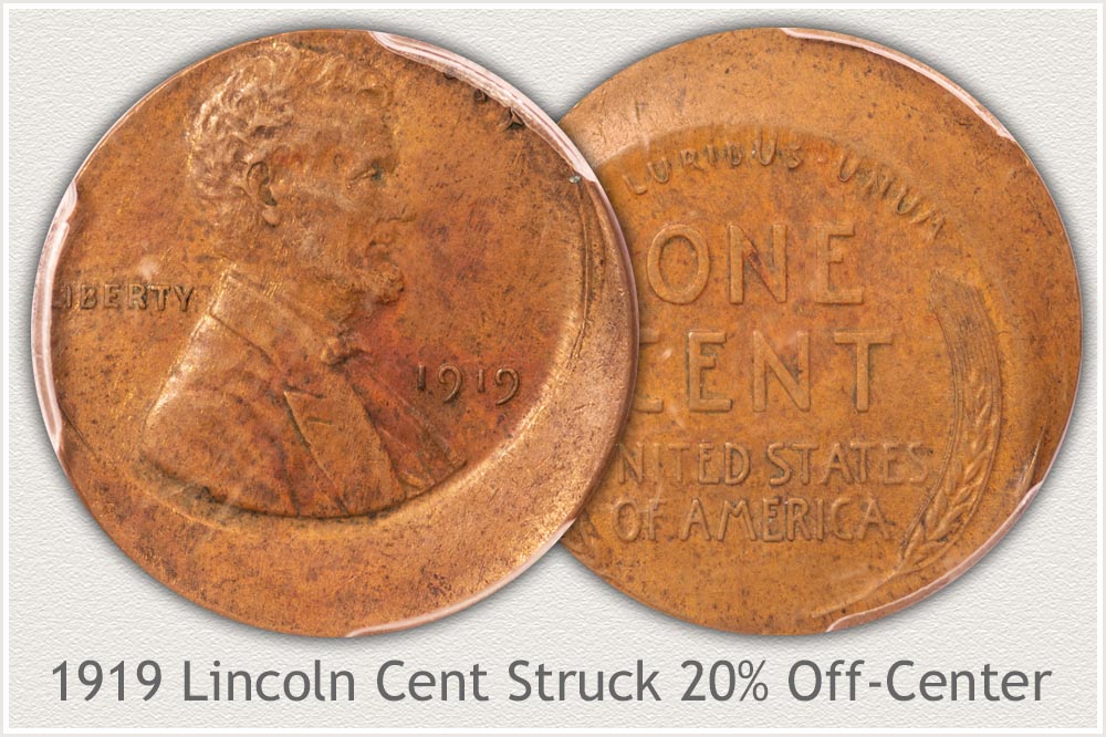 Off Center Struck 1919 Lincoln Penny