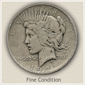 1921 Peace Silver Dollar Fine Condition