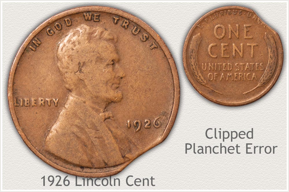 1926 Lincoln Cent Clipped-Planchet Error