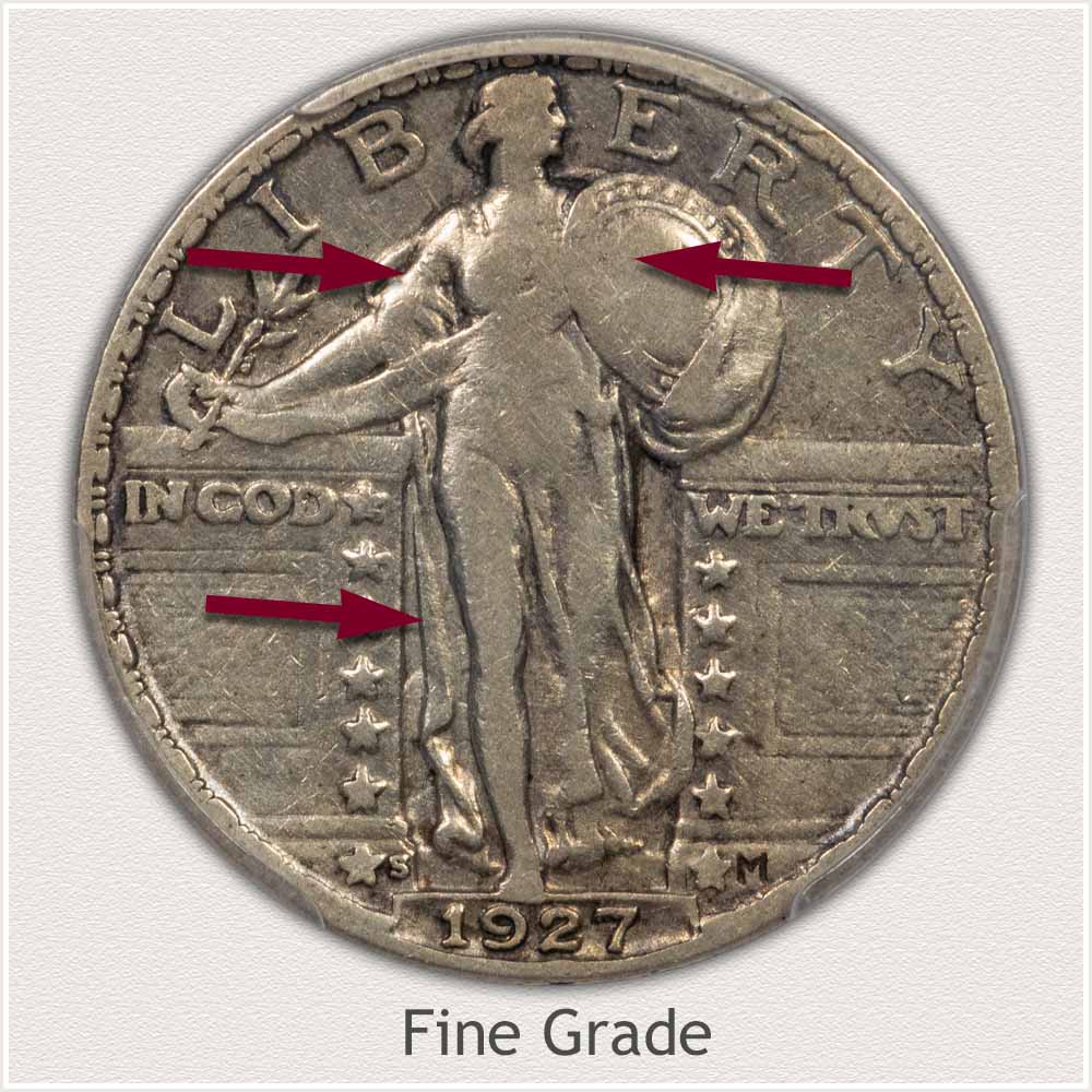 Fine Grade Standing Liberty Quarter