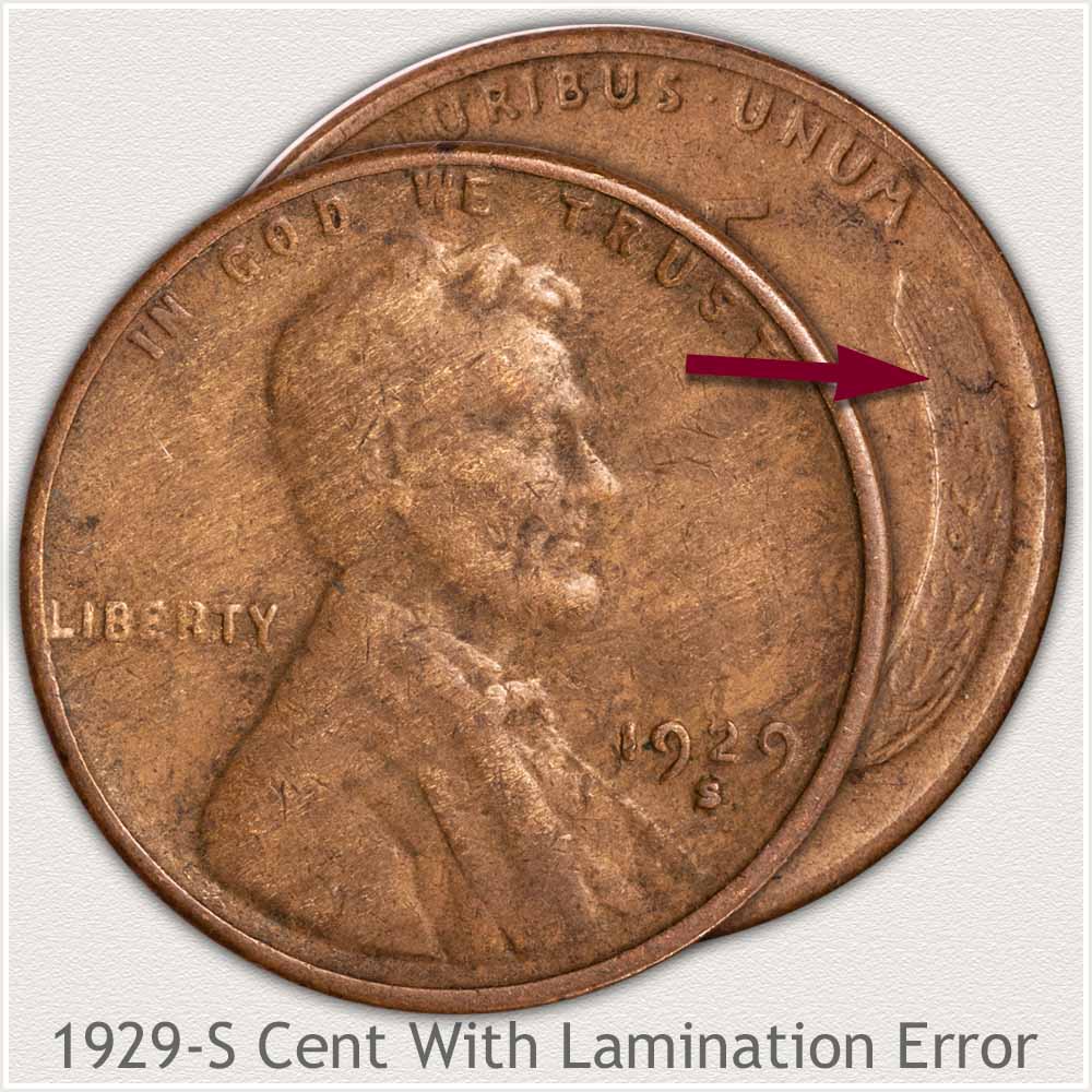1927-S Penny with Lamination Defect