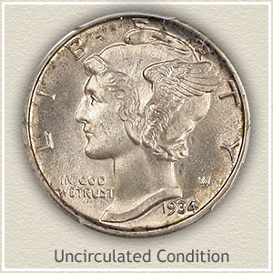 1934 Dime Uncirculated Condition