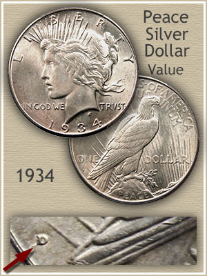 Uncirculated 1934 Peace Silver Dollar Value