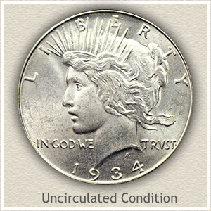 1934 Peace Silver Dollar Uncirculated Condition