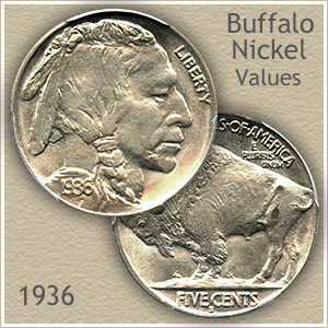 1936-S Buffalo Nickel **  XF+ ** 90% FULL HORN ** Quantity 1 