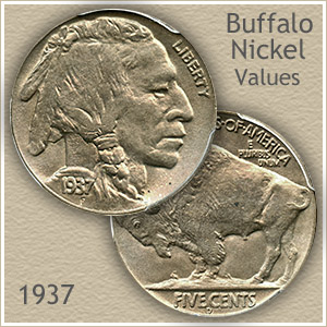 1937 5c Indian Head Buffalo Nickel US Coin AU About Uncirculated 