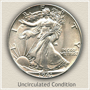 ONE 1941 D Liberty Walking half dollars very sharp coins.... AU//AU