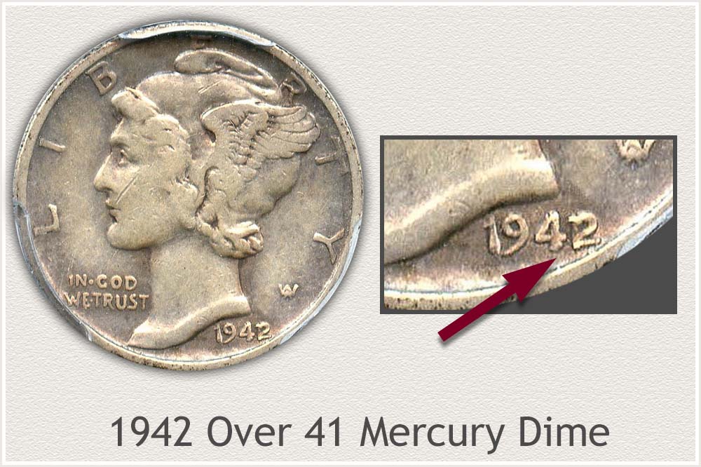 1942 Over 41 Mercury Dime