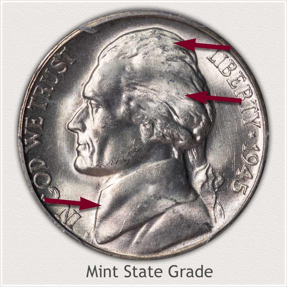 1945 Jefferson Nickel Mint State Grade
