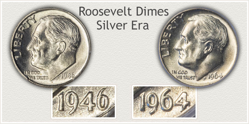 10 Details about    Circulated Roosevelt Dimes 90% Silver 1946-1964 Lot 10 $1 Face Estate Sale 