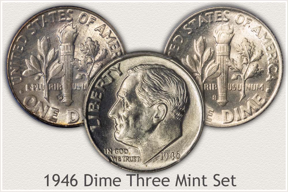 1946 P D S  Roosevelt Dimes  CH BU  LUSTER 90% Silver US FREE SHIPPING! 