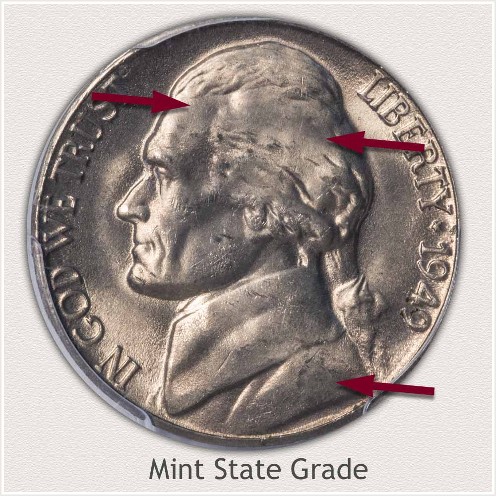 1949 Jefferson Nickel Mint State Grade