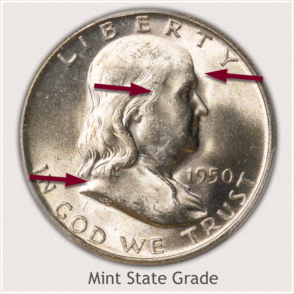 1950 Franklin Half Dollar Mint State Grade