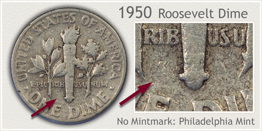 1950 Roosevelt Dime