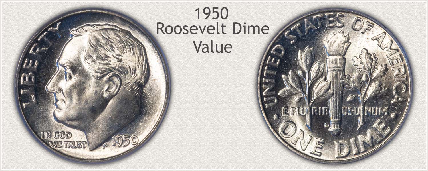 1950 Roosevelt Dime - Obverse and Reverse