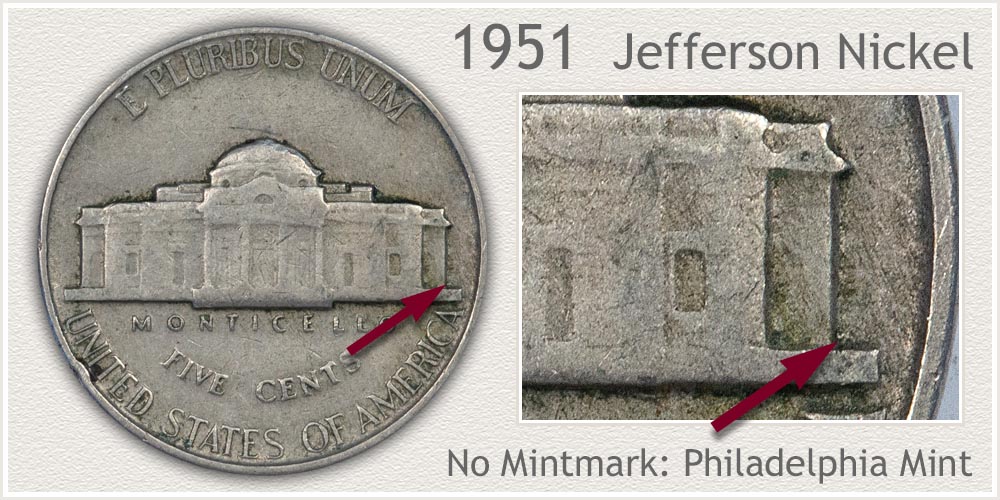 1951 P Jefferson Nickel  ~ Album Hole Filler Coin ~ 