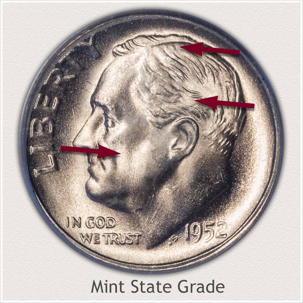 1952 Roosevelt Dime Mint State Grade