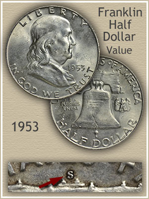1953-S Franklin Half Dollar Brilliant Uncirculated BU