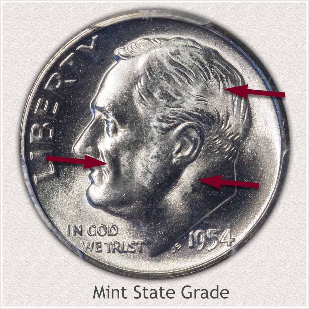 1954 Roosevelt Dime Mint State Grade