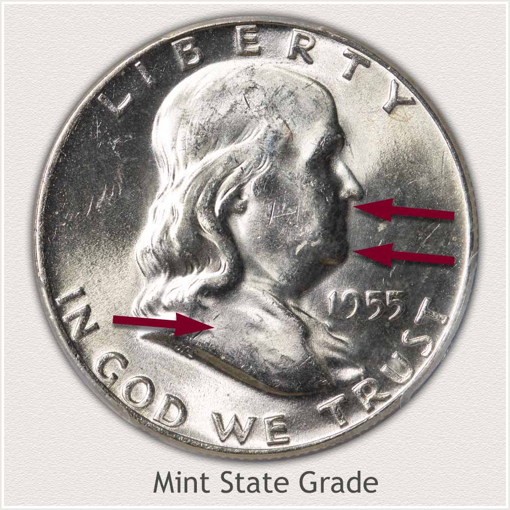 1955 50c Franklin Silver Half Dollar US Coin Uncirculated Mint State 