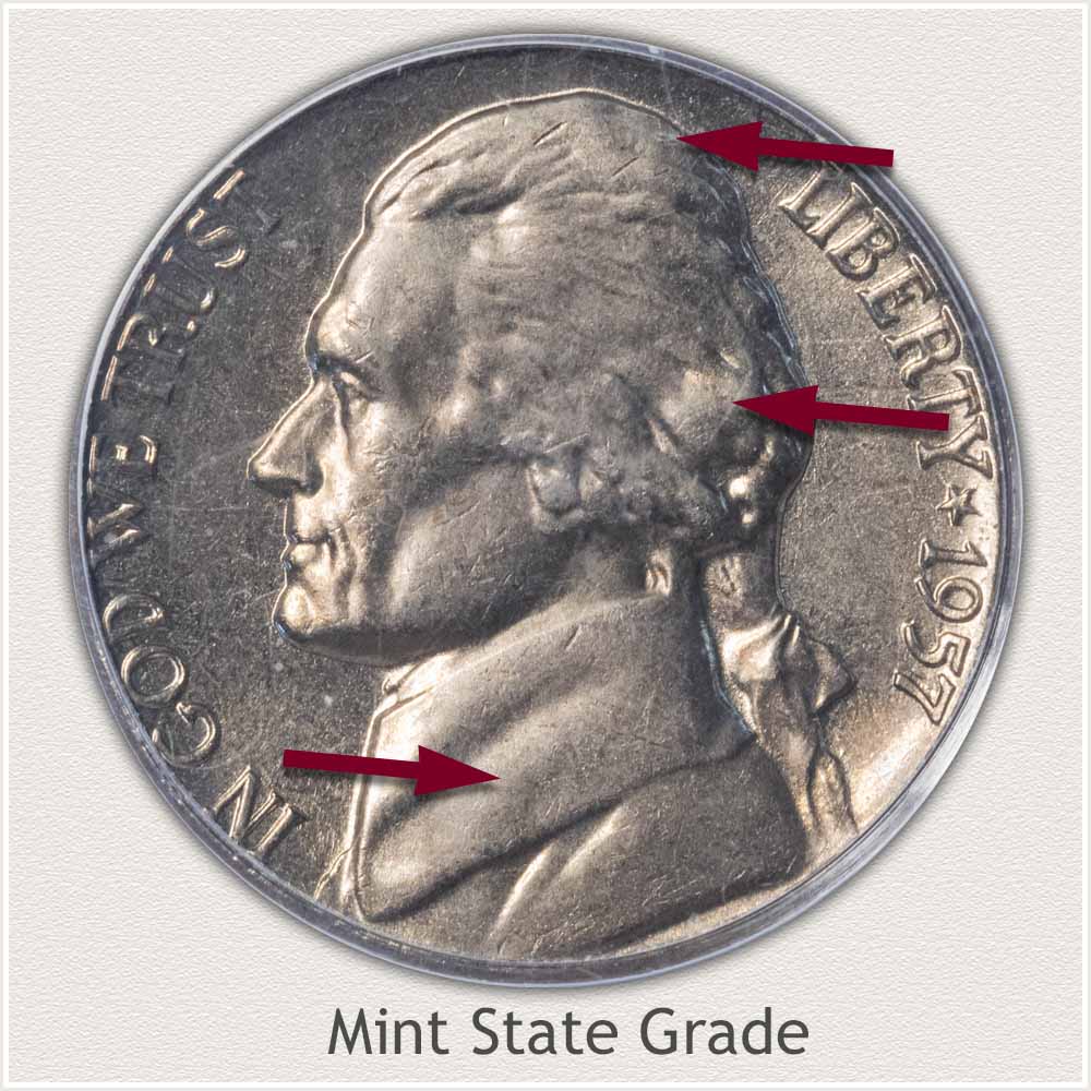 1957 Jefferson Nickel Mint State Grade
