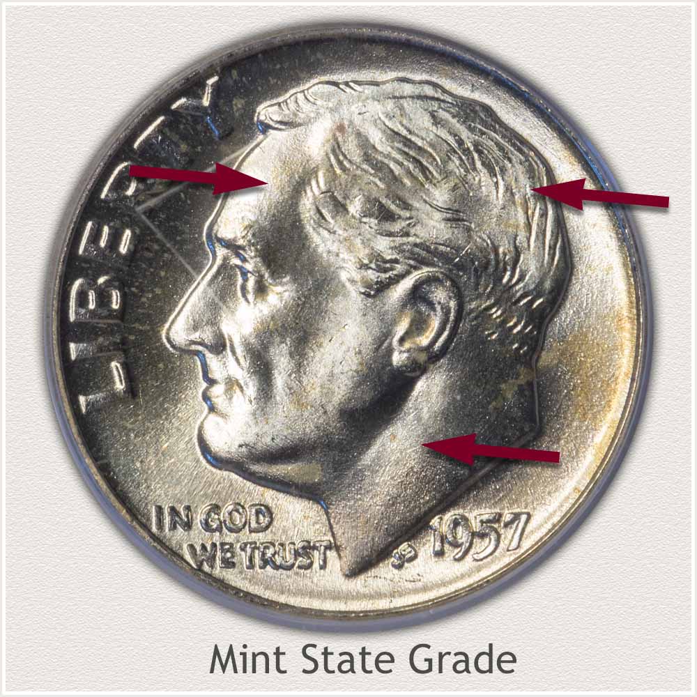 1957 Roosevelt Dime Mint State Grade