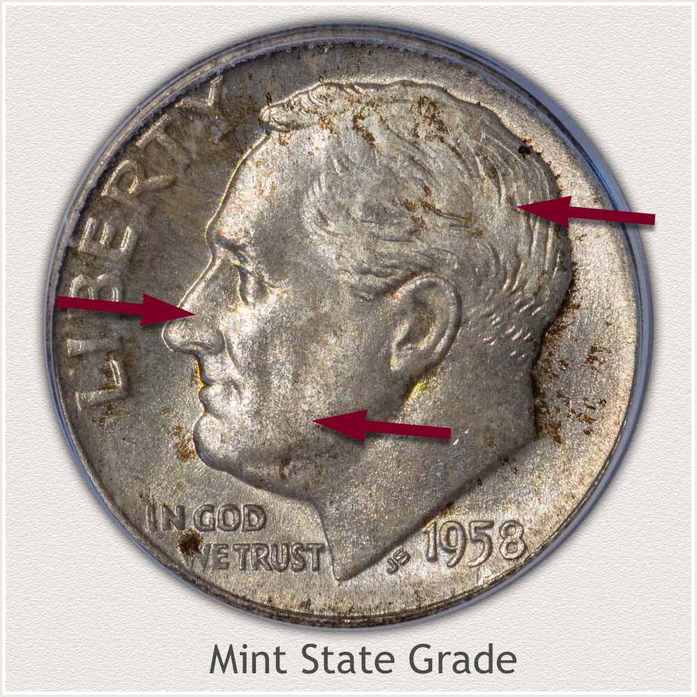 1958 Roosevelt Dime Mint State Grade