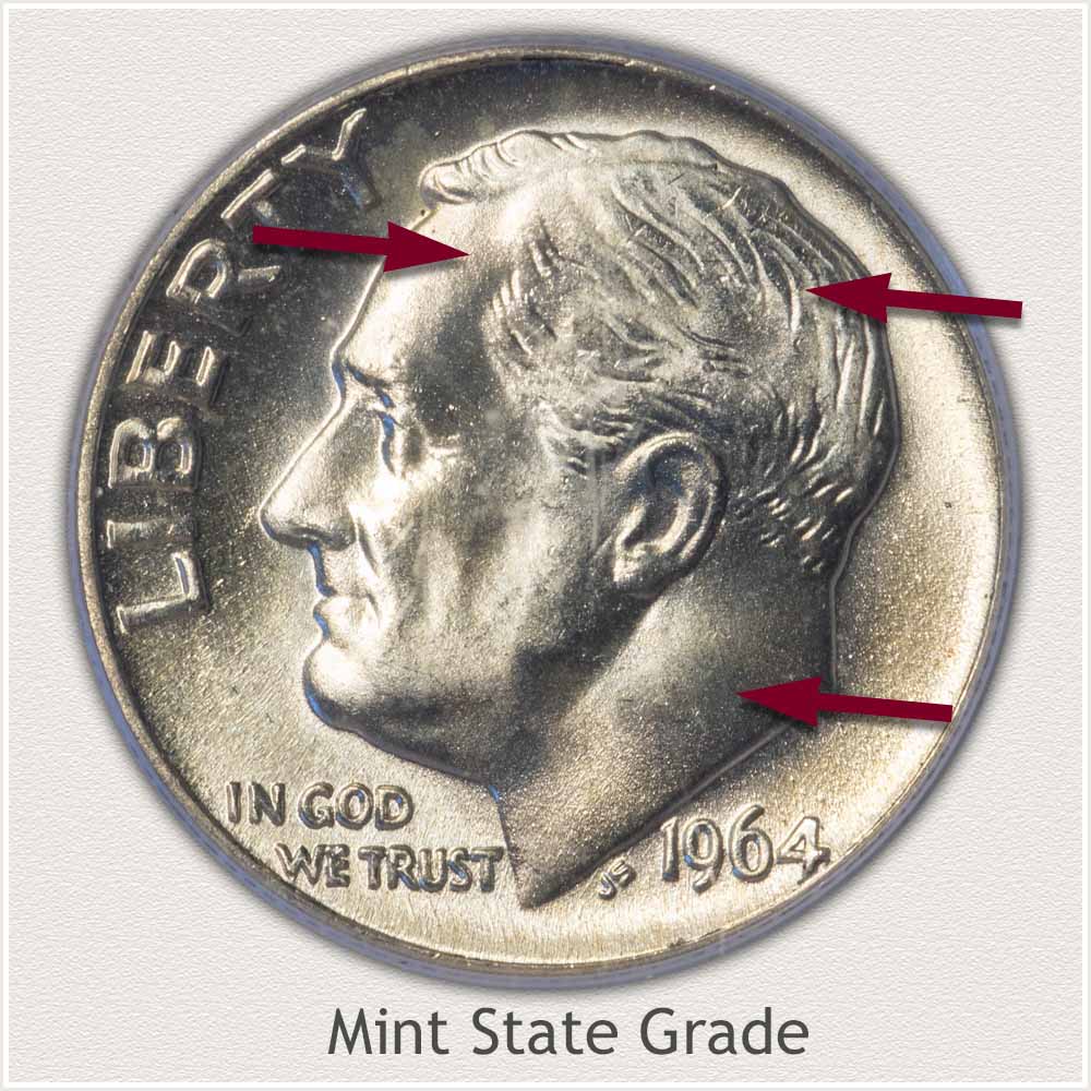 1964 Roosevelt Dime Mint State Grade
