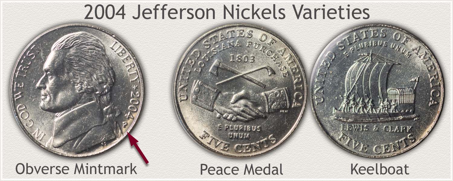 2004 Jefferson Nickel Varieties: Peace Medal and Keelboat
