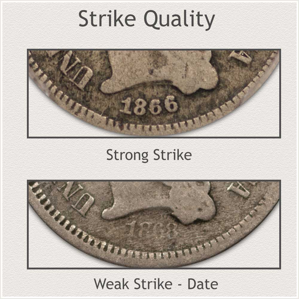 Areas of Soft Strike on Three Cent Nickels