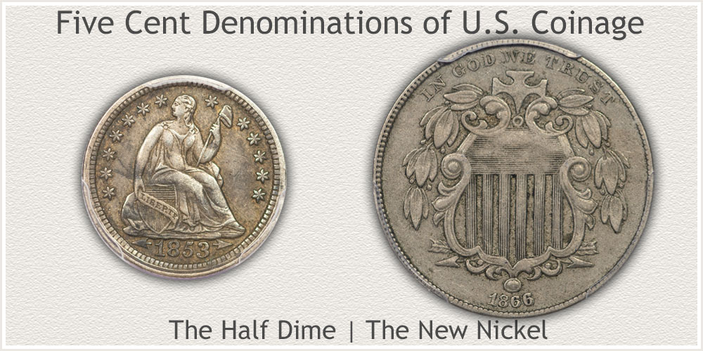 5 Cent Silver Piece and a 5 Cent Nickel Piece