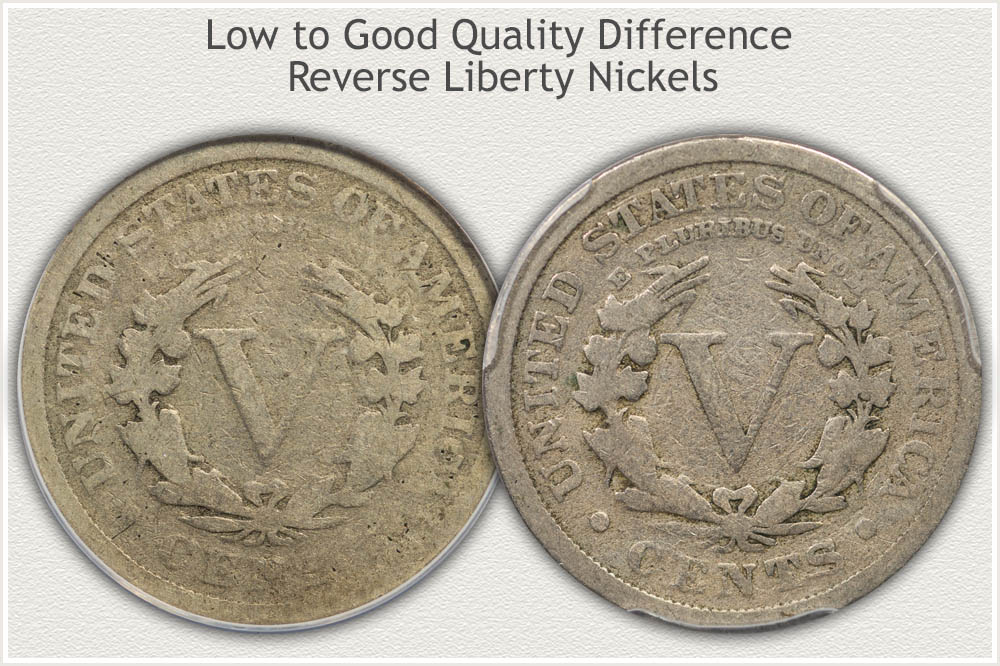 Reverse of a Good Quality Nickel Compared to Low Quality Example