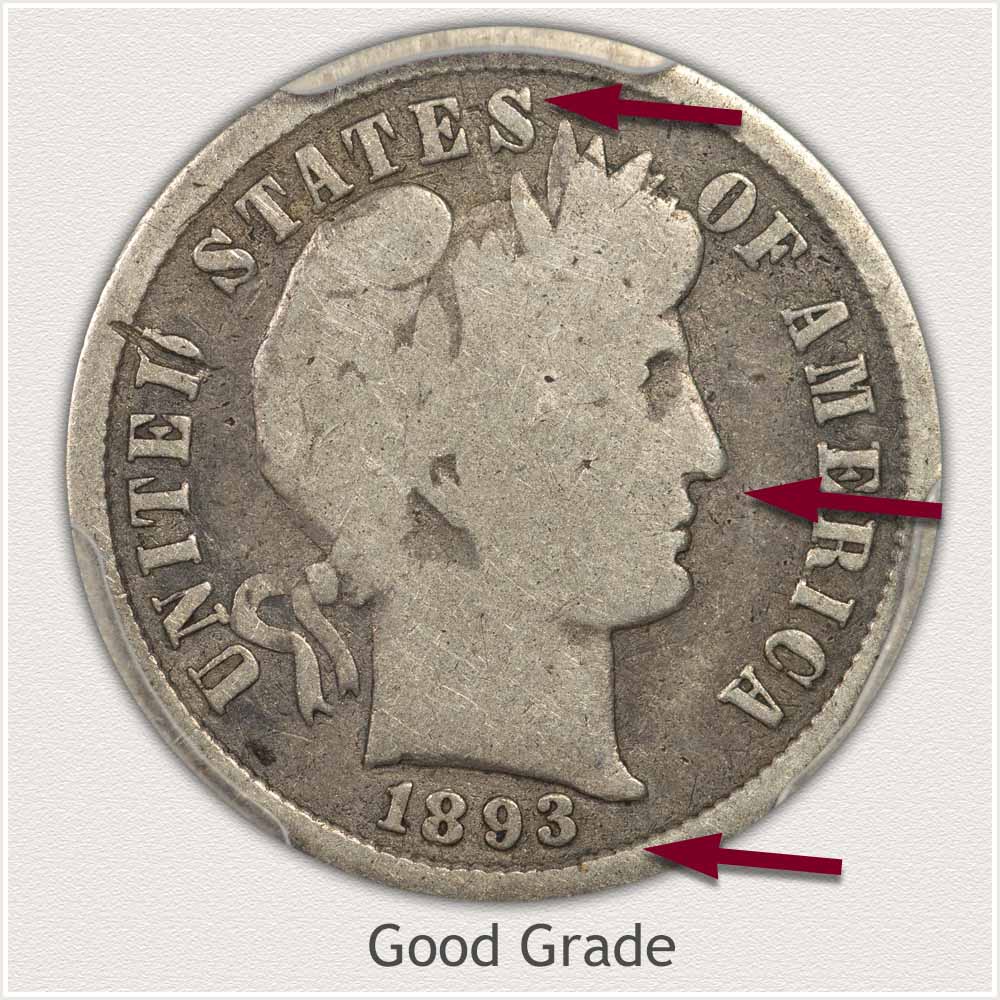 Barber Dime in Good Grade