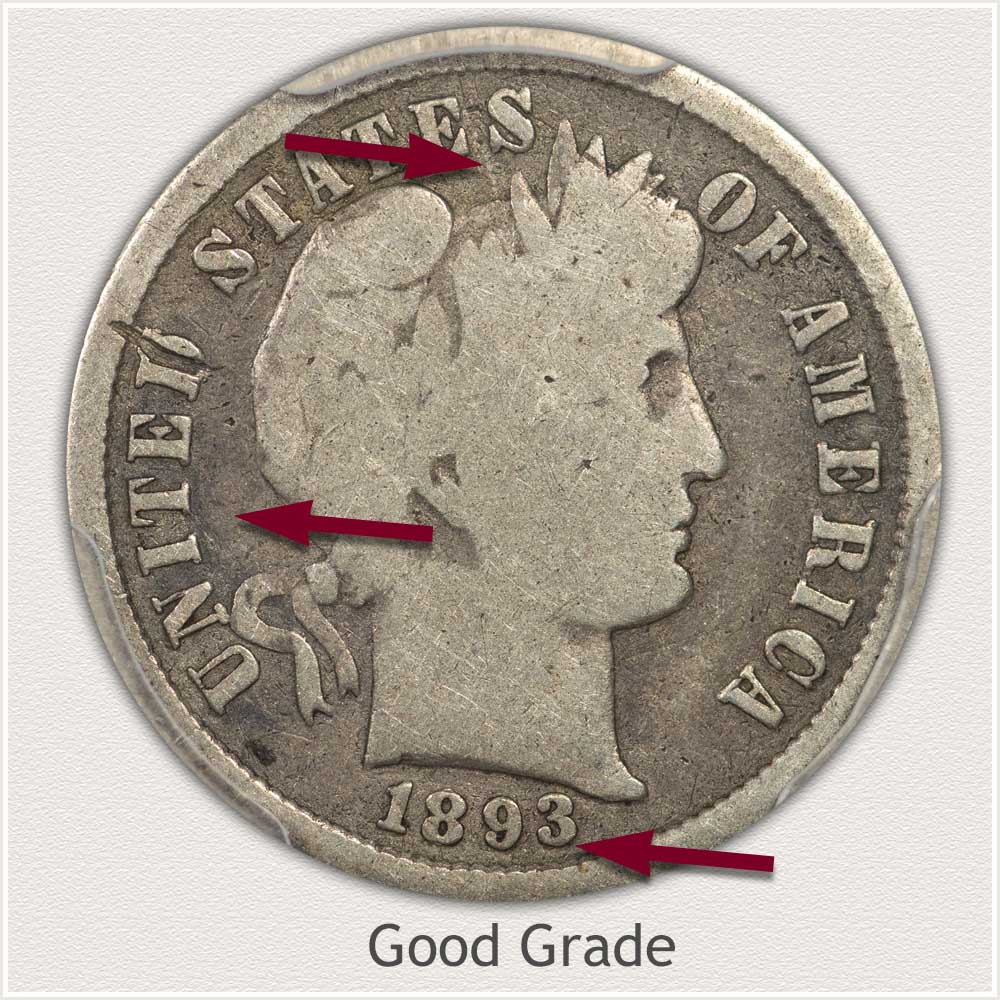 Barber Dime in Good Grade