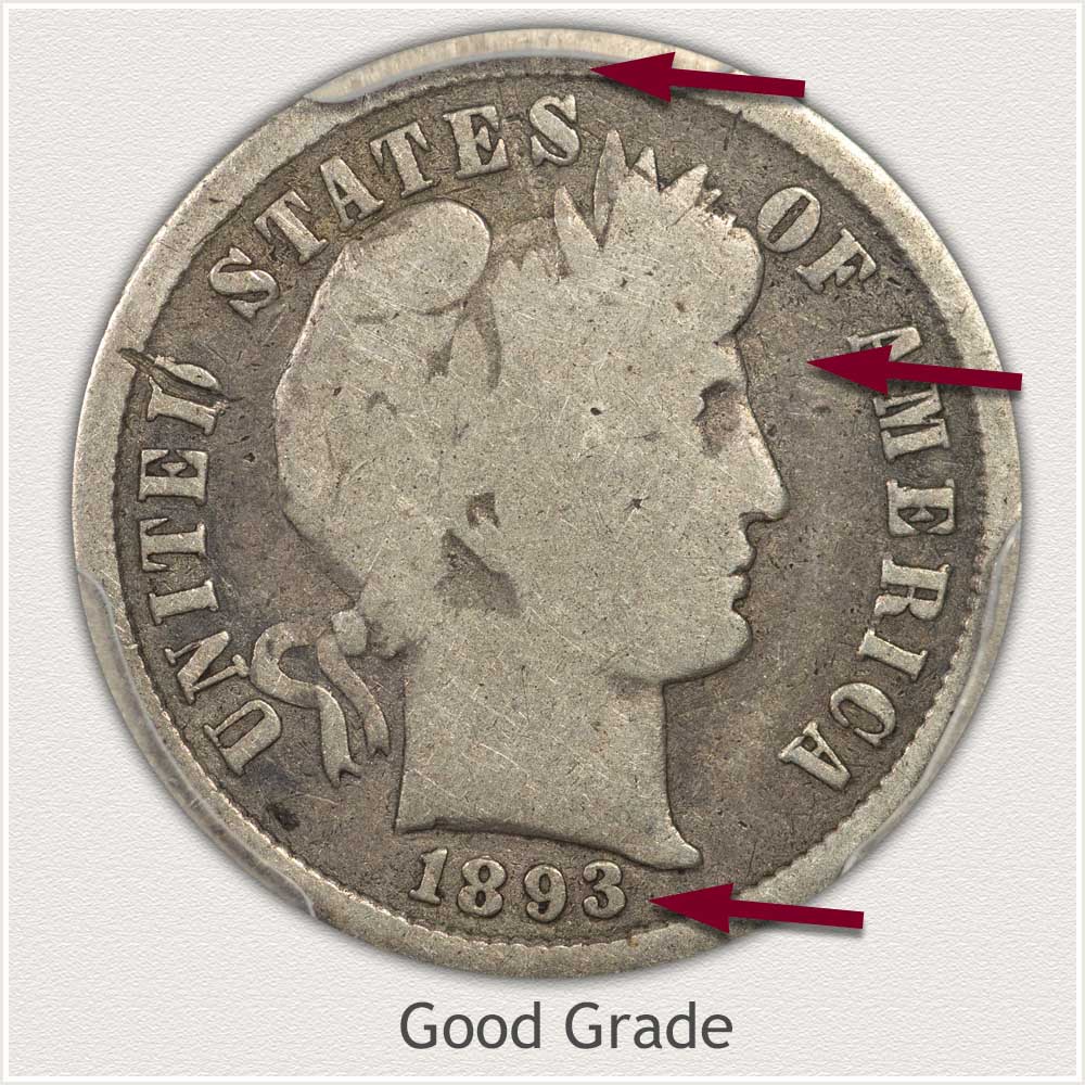 Barber Dime in Good Grade