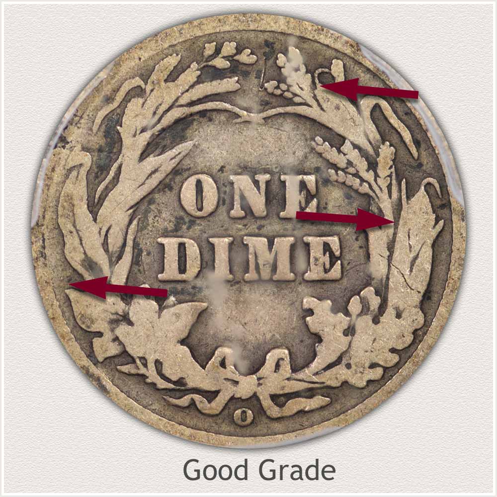 Reverse View: Good Grade Barber Dime