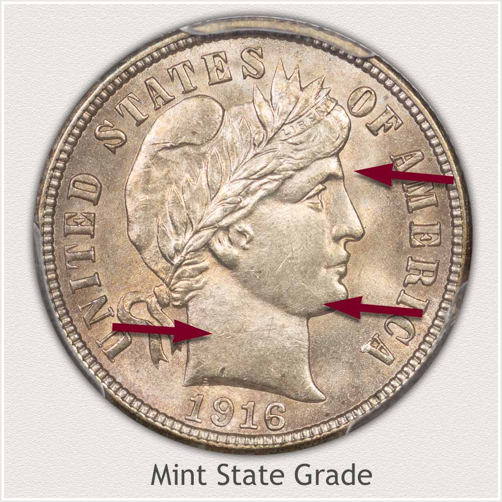 Barber Dime Mint State Grade
