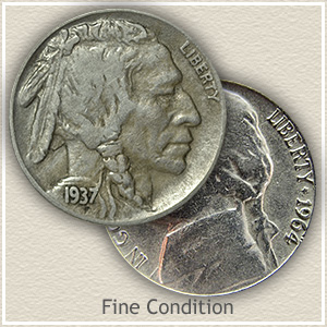 Buffalo and Jefferson Nickel Fine Condition