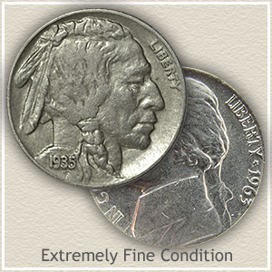 Buffalo and Jefferson Nickel Extremely Fine Condition