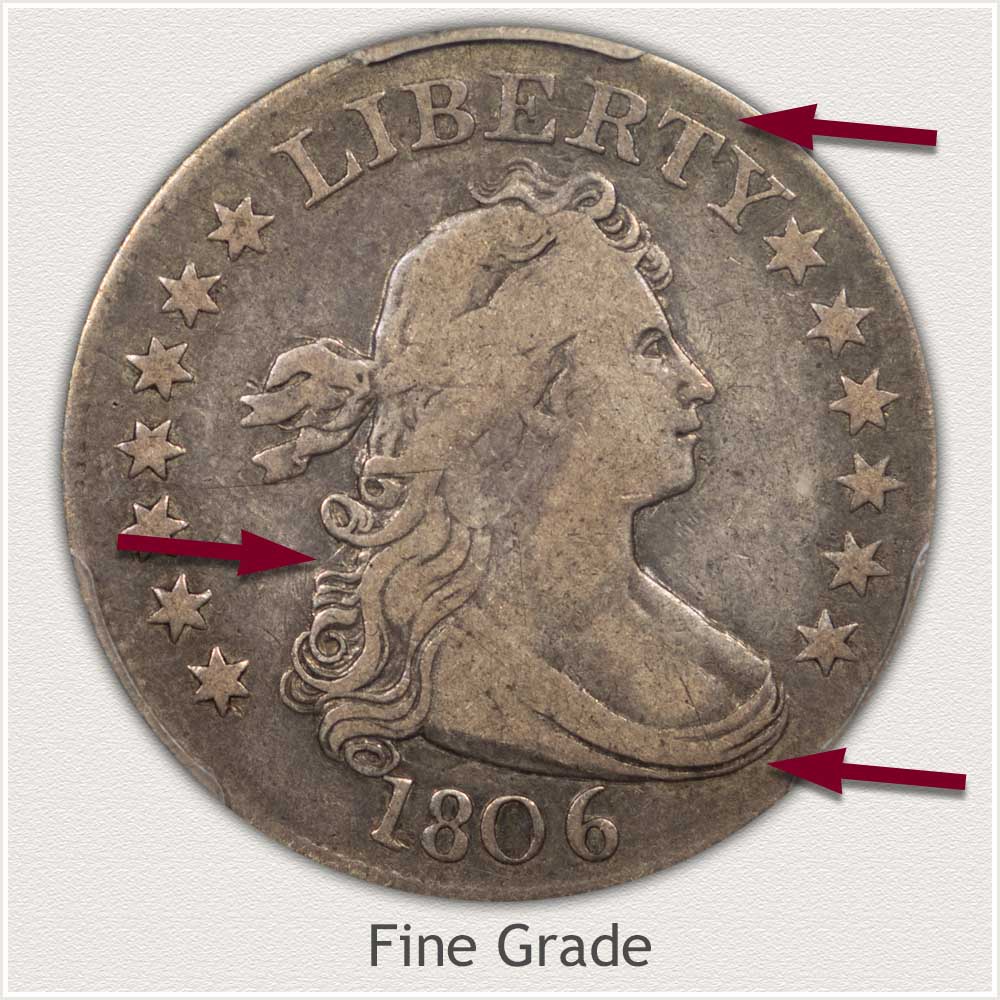 Obverse View: Fine Grade Bust Quarter