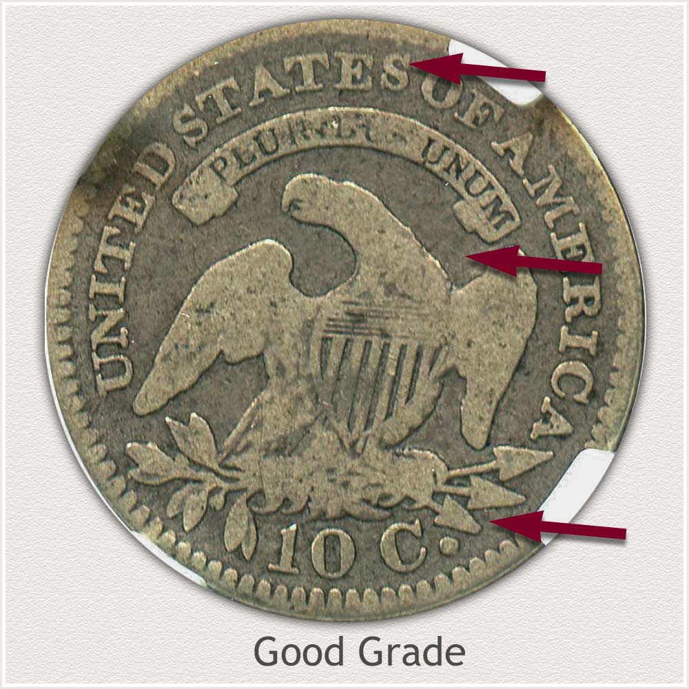 Reverse View: Good Grade Capped Bust Dime