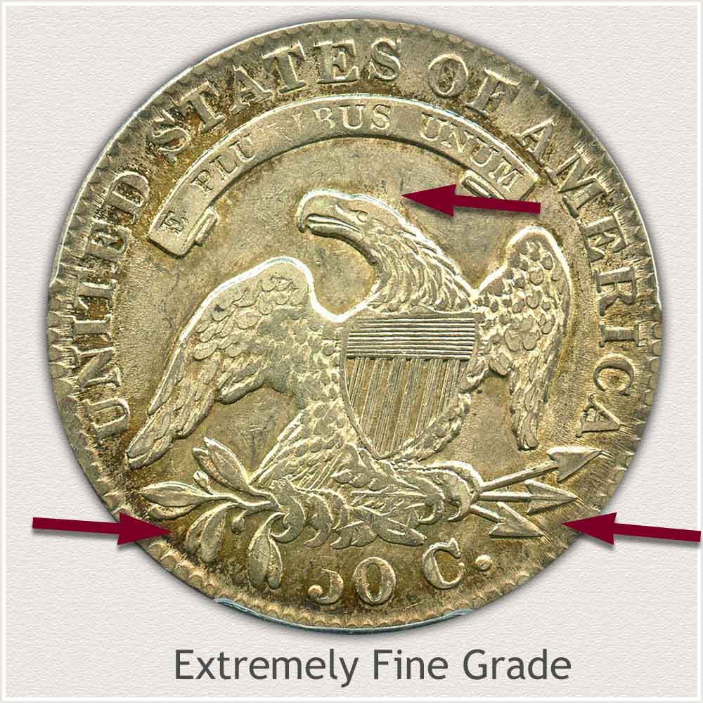 Reverse View: Extremely Fine Grade Capped Bust Half Dollar