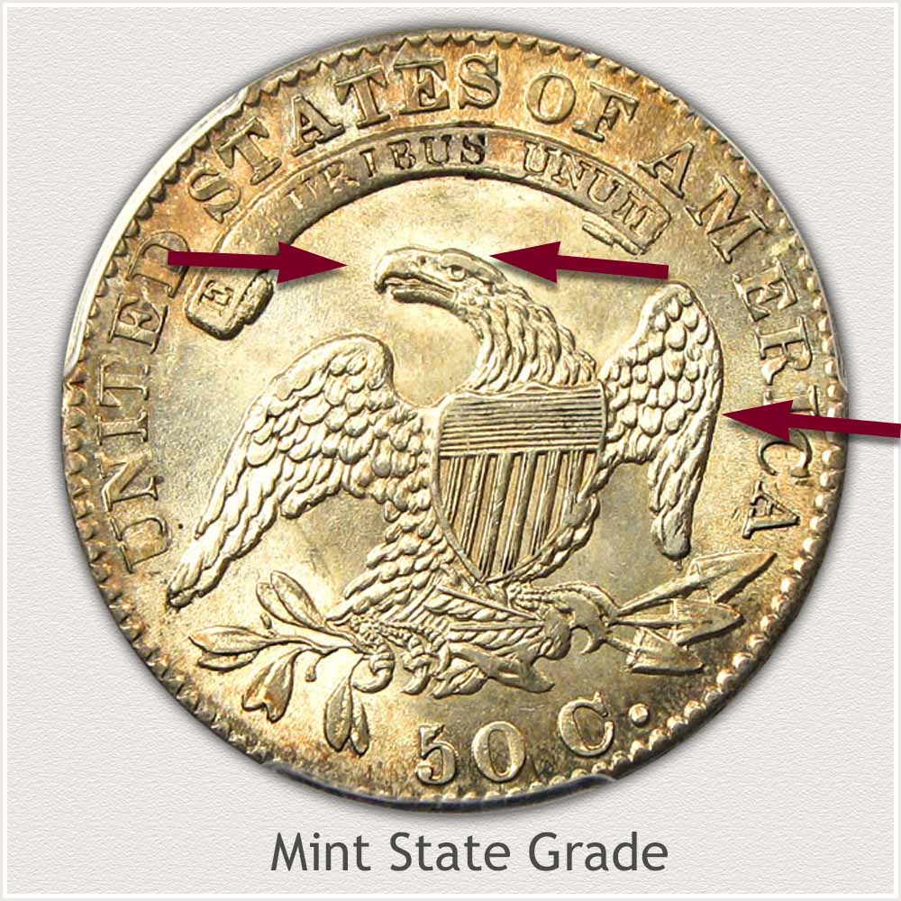 Reverse View: Mint State Grade Capped Bust Half Dollar