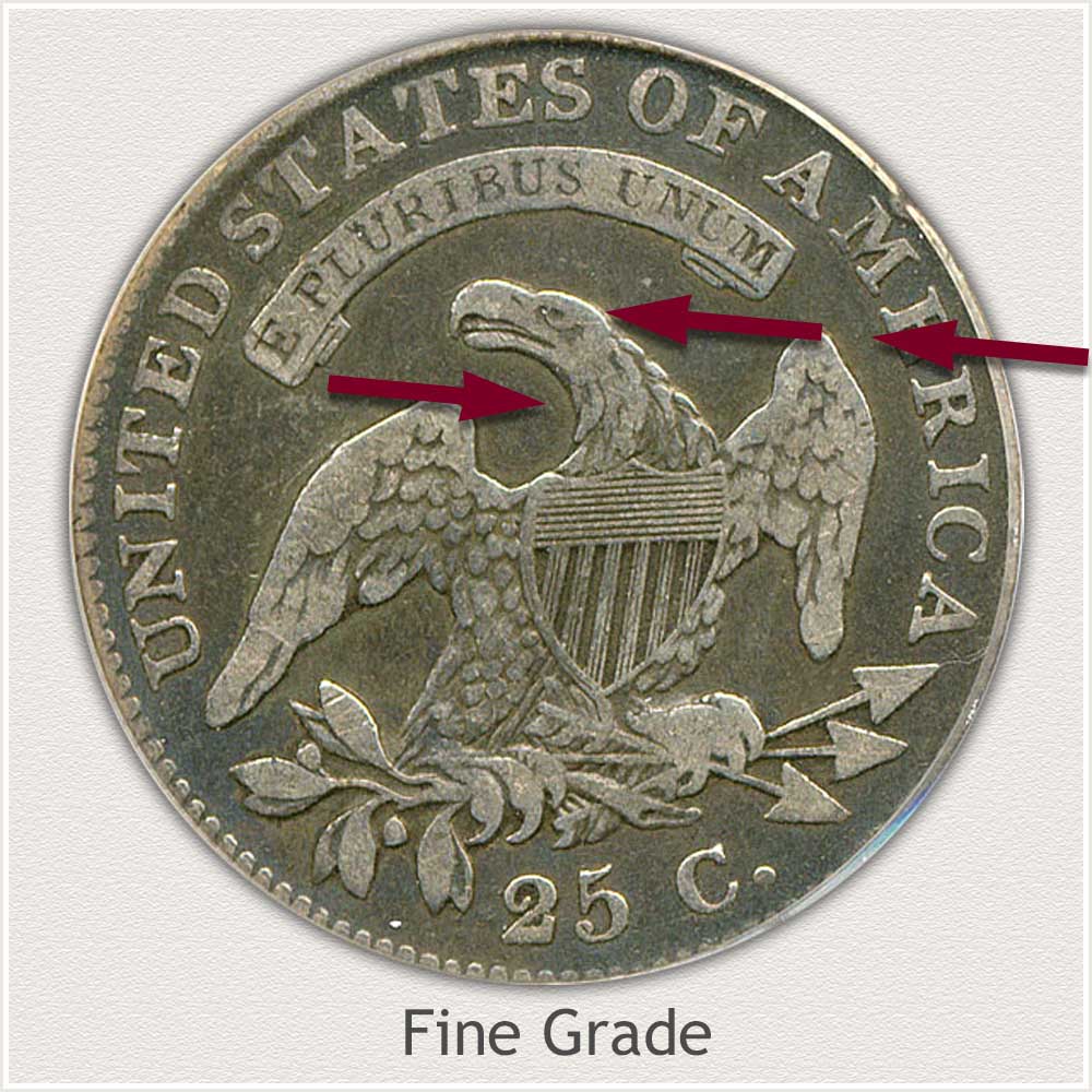 Reverse View: Fine Grade Capped Bust Quarter Large Diameter