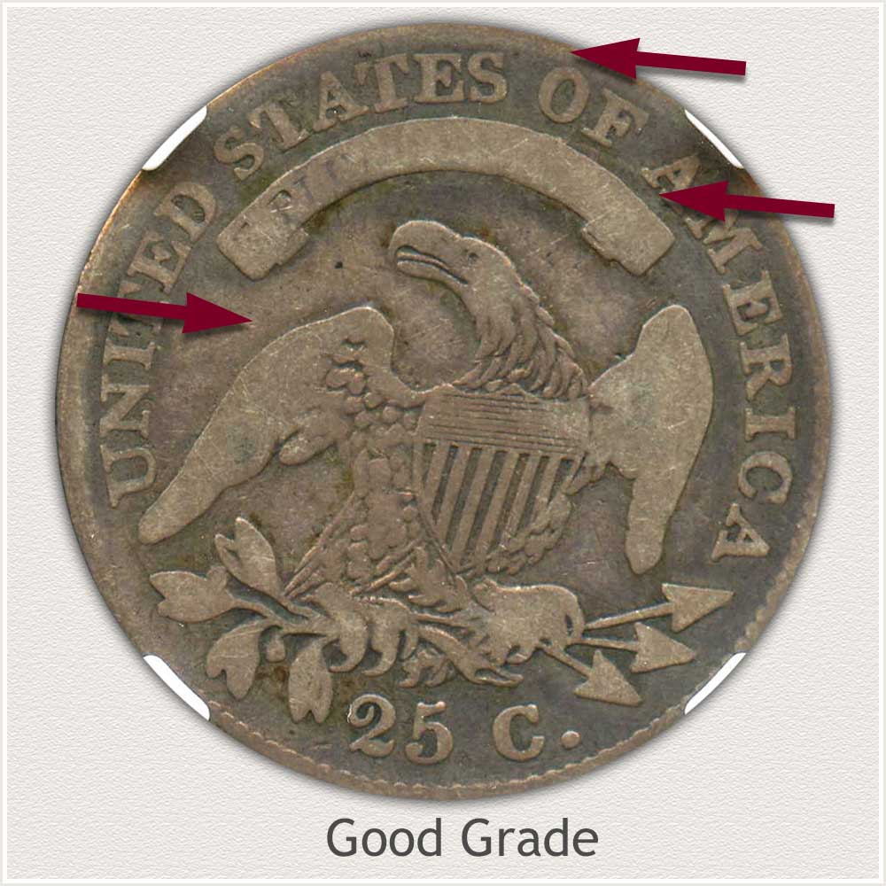 Reverse View: Good Grade Capped Bust Quarter Large Diameter