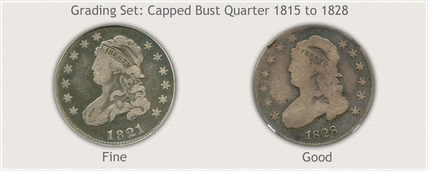 Capped Bust Large Diameter Quarter Grading Set