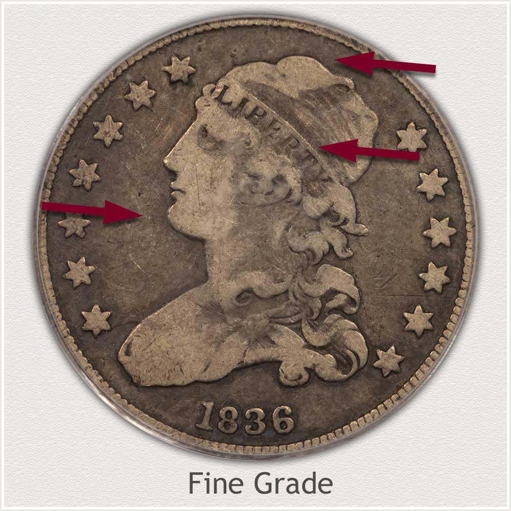 Obverse View: Fine Grade Capped Bust Quarter Small Diameter