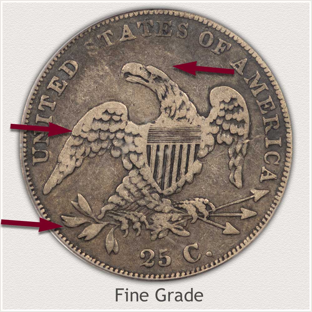 Reverse View: Fine Grade Capped Bust Quarter Small Diameter